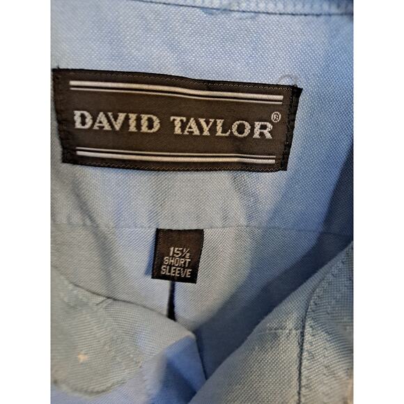 David Taylor Blue Short Sleeve Button Up Size 15 1/2 - Picture 3 of 4